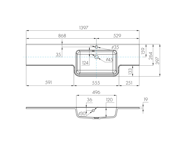 Раковина Aquaton Hotel B 140 правая белая 1A709731PI01P