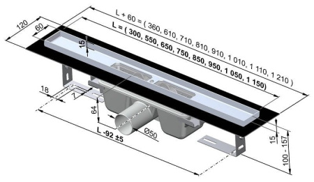 Водоотводящий желоб AlcaPlast APZ1-950