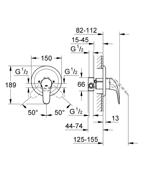 Смеситель для душа однорычажный Grohe Euroeco 32742 000 (32742000) хром