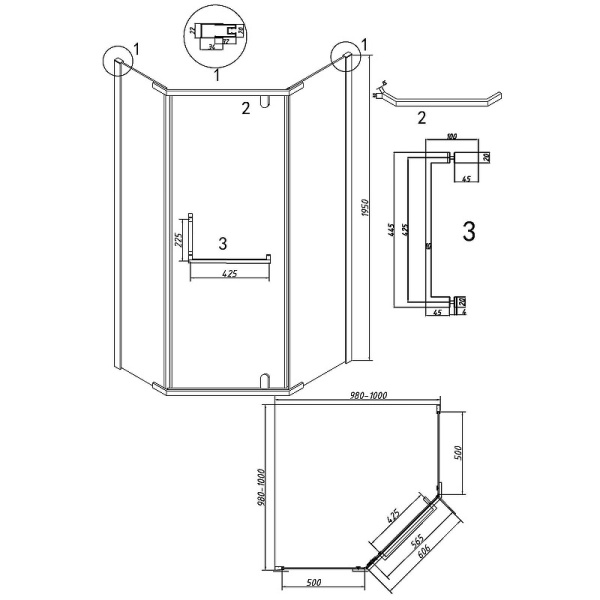 Душевой уголок (100х100) Grossman Pragma 302.K33.03.1010.21.02