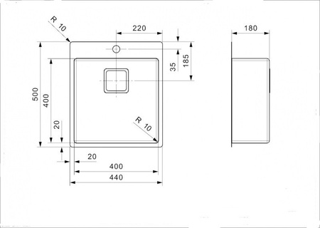 Мойка кухонная Reginox Texas tapwing L (40х40) 42676