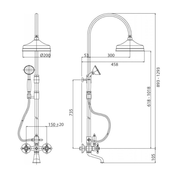 Душевая стойка Cezares Atlantis ATLANTIS-CVD-03/24-Sw/M