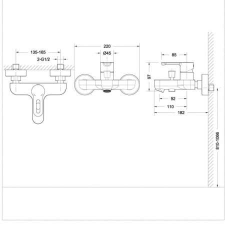 Смеситель для ванны c коротким изливом Bravat Stream-D F637163C-01
