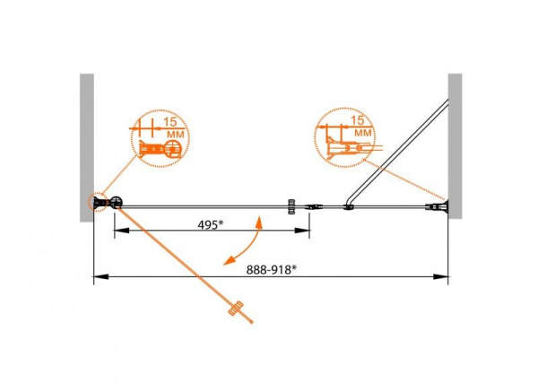 Душевая дверь в нишу Cezares ROYAL PALACE-A-B-11-30+90-CP-Cr