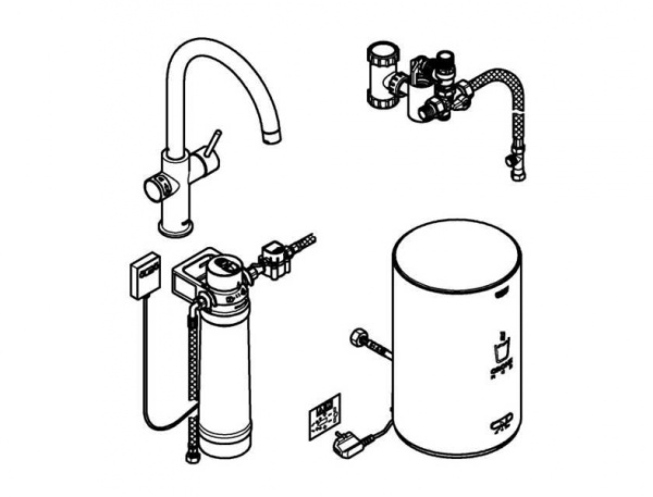 Смеситель и бойлер для кухни Grohe Red Duo M-size 30083 DL1 (30083DL1) теплый закат матовый Смеситель и бойлер для кухни Grohe Red Duo M-size 30083 DL1 (30083DL1) теплый закат матовый