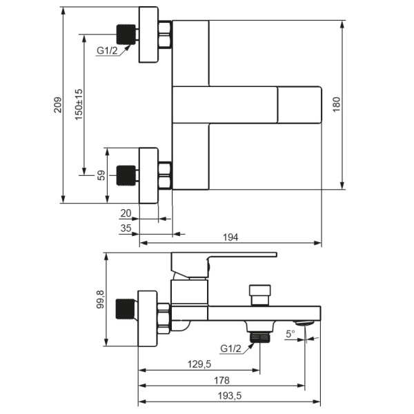 Смеситель для ванны Damixa Gala 531000300