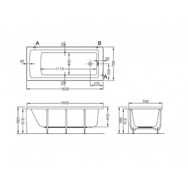 Фронтальная панель для ванны VitrA Concept 160 см 51490001000