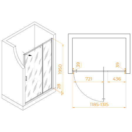 Душевая дверь 120 см RGW Passage PA-008 350800813-21  матовое