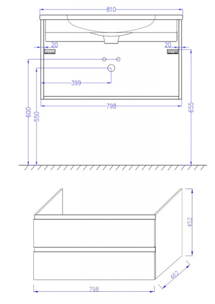 Тумба под раковину Jacob Delafon Madeleine (80x46) EB2053-J52 глянцевая