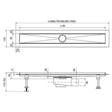 Душевой лоток Timo Drain System 80 DS230208/17 с решеткой золото матовое / под плитку