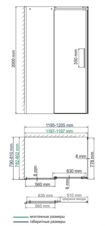 Душевой уголок (120х80) WasserKRAFT Dinkel 58R06