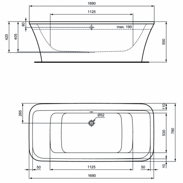 Ванна акриловая Ideal Standard Connect Air 170х78 E113801 Ванна акриловая Ideal Standard Connect Air 170х78 E113801