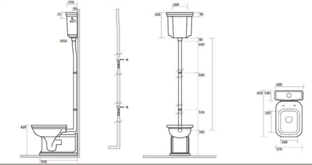 Труба сливная для высокого бачка Kerasan 757393 бронза