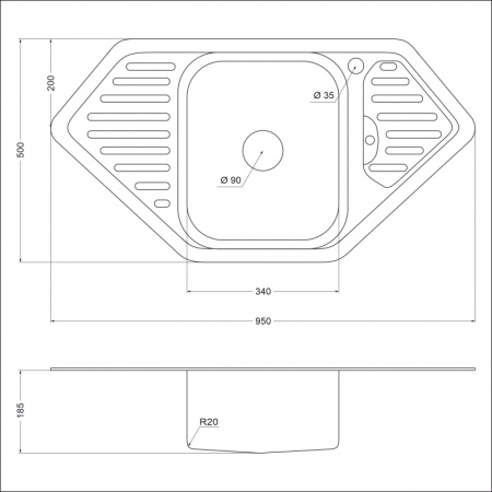 Кухонная мойка (95х50) EMAR 9550A