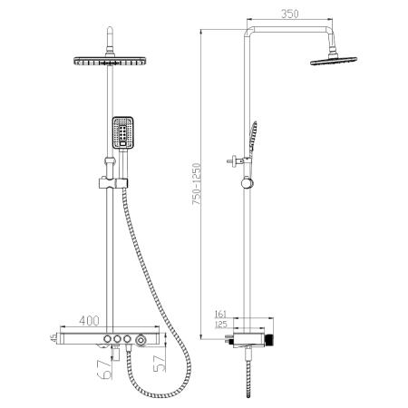 Душевая система с изливом Melana MALE F610501B MALE