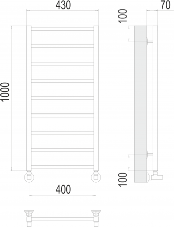 Водяной полотенцесушитель Terminus Контур П9 400x1000 4670078529671