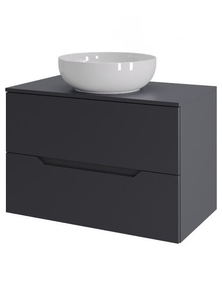 Тумба с раковиной подвесная 70 см, Orange Line Li-70TugMDF+B07-420W графит/белый