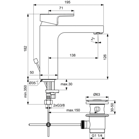 Смеситель для раковины Ideal Standard EDGE A7109AA, хром