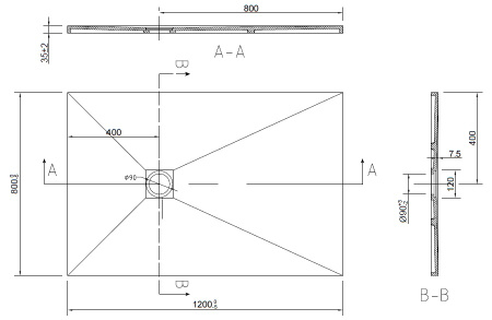 Душевой поддон из искусственного камня  (120х80) Vincea VST-2SR8012B,  черный матовый