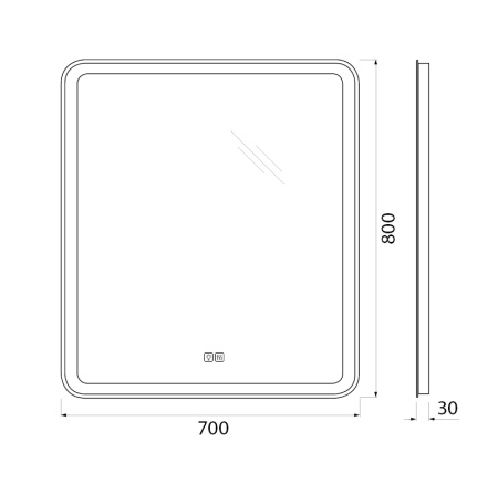 Зеркало BelBagno SPC-MAR-700-800-LED-TCH-WARM