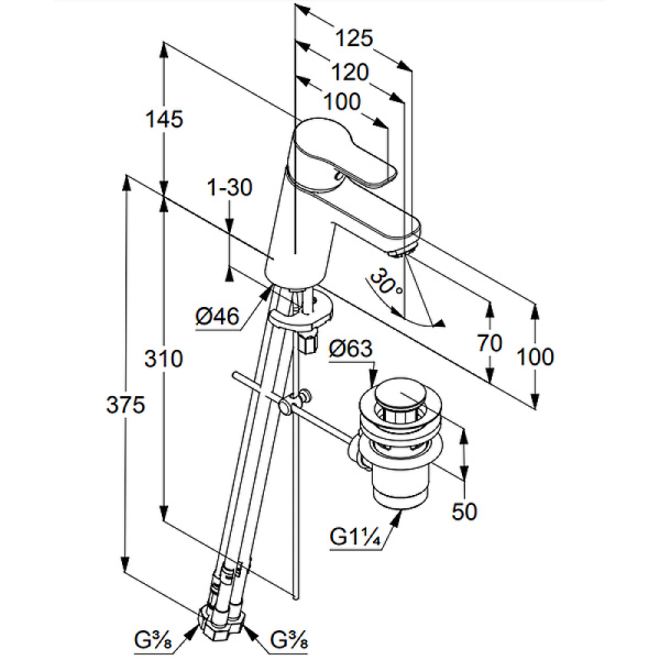 Смеситель для раковины Kludi Pure&Easy 372760565
