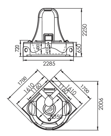 Акриловая ванна (170х170) Gemy G9070 O с гидромассажем, универсальная