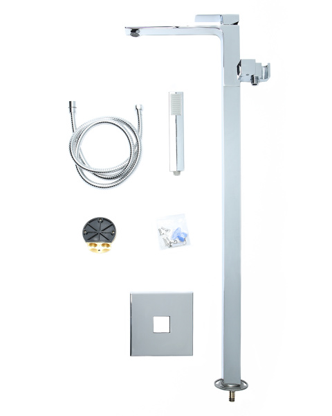 Смеситель для ванны однорычажный напольный с душевым набором Orange Lutz M04-336cr хром