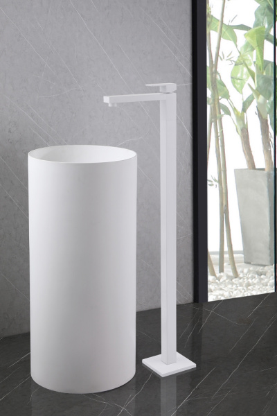 Смеситель ABBER Daheim AF8241W напольный для раковины, белый матовый Смеситель ABBER Daheim AF8241W напольный для раковины, белый матовый