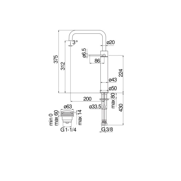 Смеситель для раковин Nobili VE125158/2FLP глянцевый черный