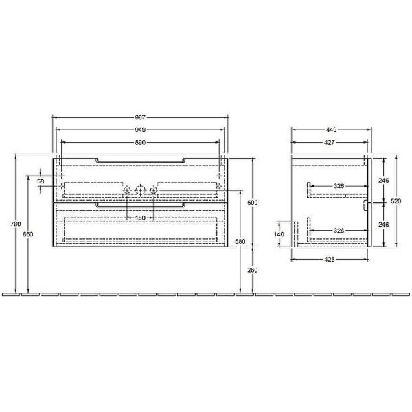 Тумба под раковину Villeroy&Boch Subway 2.0 100 A69010DH