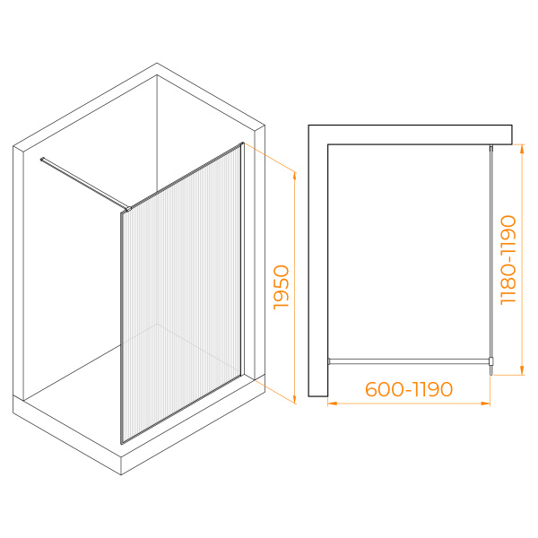 Душевая перегородка 120 см RGW WA-08B Walk In 06100812-154 прозрачное