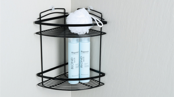 Полка угловая двухэтажная FIXSEN черная FX-850B-2