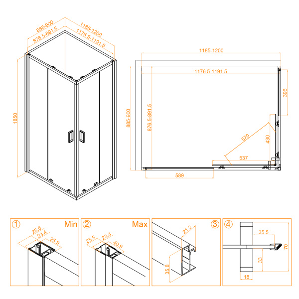 Душевой уголок (120х90) RGW Classic CL-44 332094492-11 прозрачное