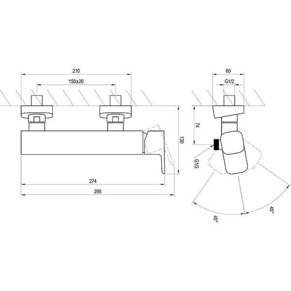 Смеситель для душа Ravak 10° TD 032.00/150 X070066 Смеситель для душа Ravak 10° TD 032.00/150 X070066