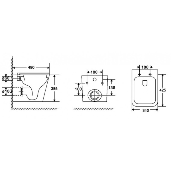Комплект унитаза с инсталляцией Grossman Galaxy 97.4479SQC.01.000 с клавишей смыва