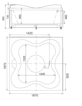 Акриловая ванна (187х187) Gemy G9089 K L с гидромассажем, левая