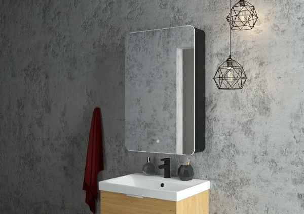 Зеркало-шкаф с подсветкой Art&Max LECCE AM-Lec-560-850-1D-L-DS-F-Nero