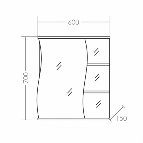 Зеркальный шкаф (60х70)  СаНта Волна 60 101013
