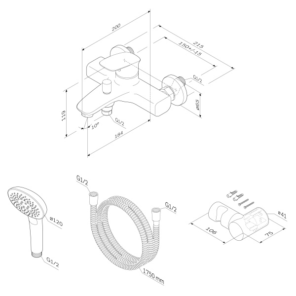Смеситель для ванны Am.Pm Spirit 2.1 F71A15000