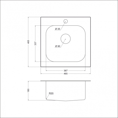 Кухонная мойка (46,5х46,5) EMAR 130A