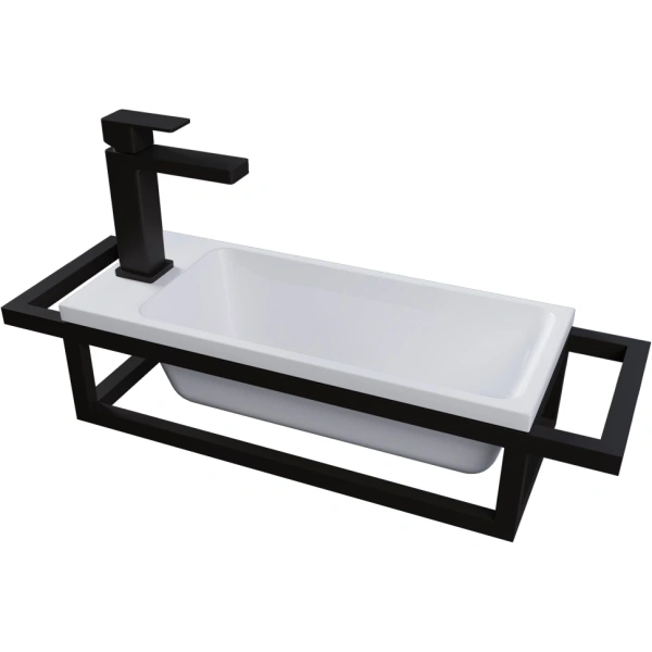 Консоль подвесная МЕТРИС-50 см 105003 черная, с полотенцедержателем