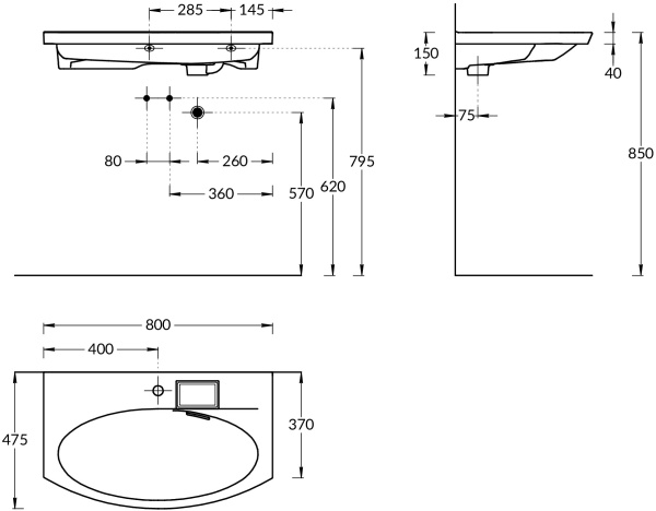 Раковина подвесная (81х50) Kerama Marazzi Riva RV.wb.80