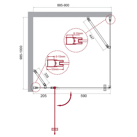 Душевой уголок (90х100) BelBagno ETNA-AH-12-90/100-C-Cr
