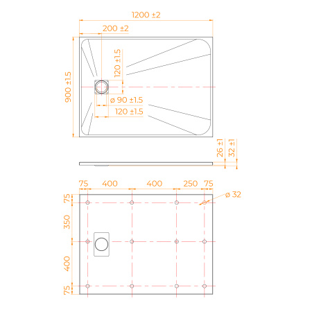 Душевой поддон (120х90) RGW TSS-W 553502912-01