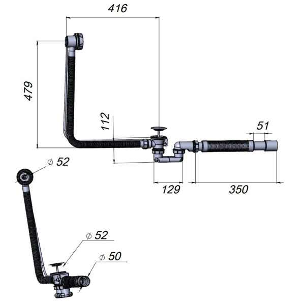 Слив-перелив AM.PM W90A-1000-OFL