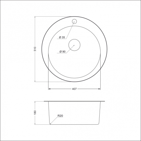 Кухонная мойка (51х51) EMAR 510С