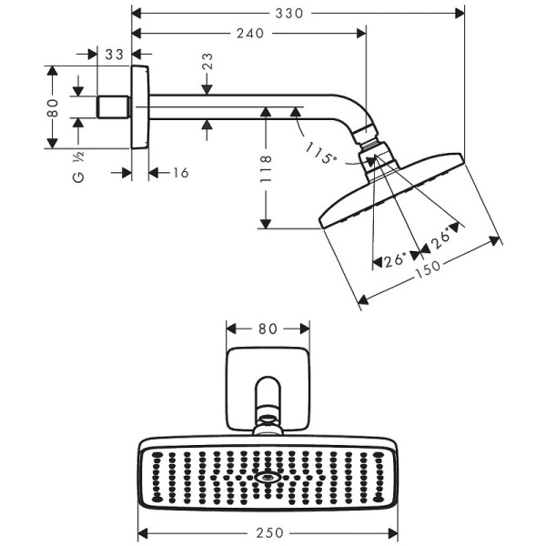 Верхний душ Hansgrohe Raindance E 240 AIR 1jet 27370000 хром