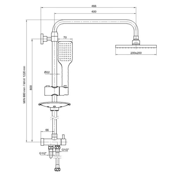 Душевая стойка E.C.A. Dalia 102158031EX