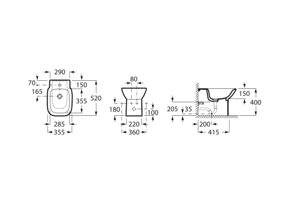 Биде приставное Roca Debba 355997000