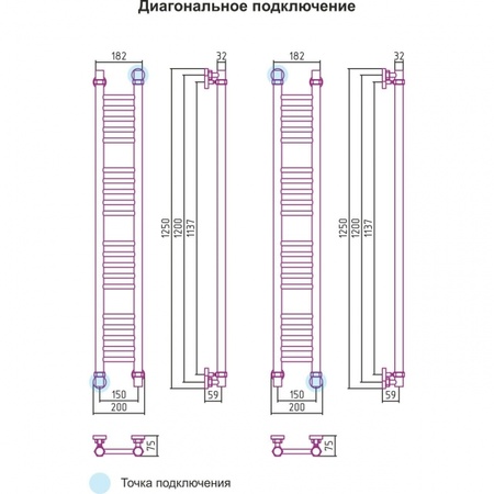 Полотенцесушитель водяной 1200х150 Сунержа Богема 00-0102-1215